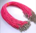 Leuchtend rosa gewachste Halskette mit silbernem Karabinerverschluss für DIY - 100条装(1.5mmx45cm) / Fuchsia