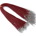 Bündel tiefroter gewachster Halskettenkordeln mit silbernen Karabinern für DIY-Schmuck - 100条装(1.5mmx45cm) / Burgunderrot