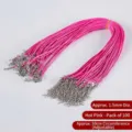 100pcs rose red wax cord necklace strings with lobster clasps and extension chains - Rose Red