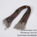 Dark brown 1.5mm waxed cord necklace string with lobster clasp 100pcs pack - Dark Coffee