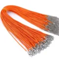 Bündel orangefarbener Wachskordel-Halsketten mit silbernem Karabinerverschluss DIY - 1,5mm dick 45cm Länge / Orangerot
