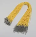 Gelbe koreanische Wachskordel-Halskette mit silbernem Karabinerverschluss und Verlängerungskette - 1,5mm dick 45cm Länge / Erdgelb