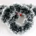 Festive dark green Christmas tinsel garland with white snowy tips for 2m holiday decor - Dark Green with White Snow Style / 1 / Dark Green