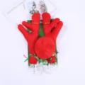 Festive red plush reindeer antlers and nose set for Christmas car exterior decoration. - Red