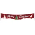Merry Christmas banner featuring a red buffalo plaid pattern and festive icons - Style 006