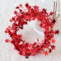 Guirnalda navideña de estrellas rojas brillantes con alambre metálico para decoración de 7,5m - Rojo