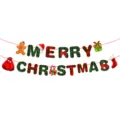 Festive plaid Merry Christmas banner with holiday icons for xmas party decoration - Classic Red and Green Plaid Color Block Style (027)