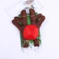 Reindeer car antlers and red nose decoration set made of soft plush for Christmas - Dark Coffee