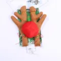 Festive Christmas car reindeer antler decoration set with plush antlers and red nose - Light Coffee