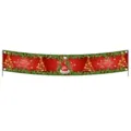 Festive red Merry Christmas banner with golden trees for holiday party scene decoration - Style 011