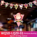 Detailed dimension specifications of 3m Christmas cartoon bunting with 8 festive flags pack. - Christmas Banner 01 / 8Pcs Set