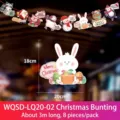Detailed view of cartoon Christmas banner featuring 20x18cm rabbit flag and 3m length - Christmas Banner 02 / 8Pcs Set