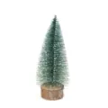 Mini árbol de Navidad artificial con agujas nevadas y base de madera natural pura - 10cm
