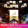 Decorazione striscione natalizio con renne e Babbo Natale, lunghezza 3 metri. - Banner Natalizio 13 (WQSD-LQ20-13)