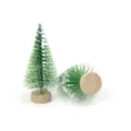 Mini árboles de Navidad decorativos con puntas de nieve blanca y bases de madera - 5cm