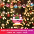 Bandierine natalizie colorate con pupazzo di neve e albero di Natale 3m di lunghezza 8pz - Banner Natalizio 16 (WQSD-LQ20-16)
