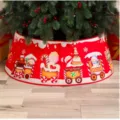 Red festive Christmas tree collar base with cartoon train and candy cane pattern design - Cartoon Train (Style 03)