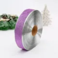 Cinta brillante de 5cm con purpurina violeta y bordes plateados para envolver regalos festivos - 90m/570g / Lavanda