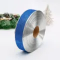 Cinta azul con purpurina de 5cm y borde plateado para árbol de Navidad y regalos de fiesta - 90m/570g / Azul marino