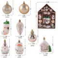 Set completo de adornos navideños en caja de regalo con forma de casa y tallas. - Estilo 4 (Set de 27) / 24,5x34cm