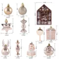 Rose goud kerstballen set met huisvormige display box en diverse afmetingen - Stijl 6 (Set van 32) / 24,5x34cm