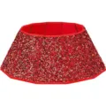 Rode pailletten kerstboomkraag voor een feestelijke kerstboomvoet-decoratie - 12-zijdige Rode Pailletten Kerstboomrok