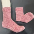 Fluffy pink winter mid-tube socks, soft warm fleece wool blend casual daily wear hosiery - Pink & White Mixed