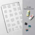 Professional nail art stamping mold JT-066 with elegant hand-drawn grid pattern for DIY decor - Hand-Drawn Grid Style (JT-066)