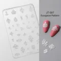 Κομψά λευκά αυτοκόλλητα νυχιών 3D με ανάγλυφα ευρωπαϊκά μοτίβα λουλουδιών Mandala και δαντέλας - European Pattern Style (JT-007)