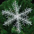 Adorno de copo de nieve de plástico blanco de 11cm para decoración de árbol de Navidad - 6cm Diámetro (3 Piezas/Paquete)