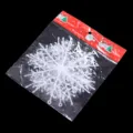 Adorno de copo de nieve de plástico blanco de 11cm con espumillón para árbol Navidad - 15cm Diámetro (3 Piezas/Paquete)