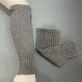 Solid color ribbed knit leg warmers, merino wool blend winter warm calf socks for women. - One Size / Gray