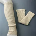 Ghette in maglia lana merino tinta unita inverno caldo calze alte donna moda uso quotidiano - Taglia unica / Bianco avorio