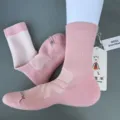 Merino wool athletic mid-calf socks for men and women, cushioned sports hiking socks. - 36-41 (S) / Pink White