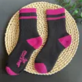 Merino wool thick warm striped women casual socks color block mid-tube winter socks - 35-40 / Style 2