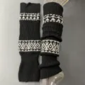 50% merino wool leg warmers retro thick knit black socks vintage winter knee warmers - One Size / Black