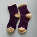 Thickened merino wool thermal socks detail, purple and khaki design, winter warm wear. - 36-42 / Color 1