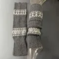 Merino wool knit leg warmers detail, vintage thick thermal winter long socks for women - One Size / Dark Gray