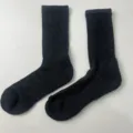 Merino wool thick cushion hiking sock detail shot, dark grey winter athletic crew sock fabric - 39-44 / Gray