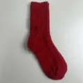Detailed close-up view showing the warm red winter wool blend knitted sock knit texture. - 36-40 / Red