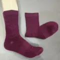 Detail view of purple merino wool blend mid tube ribbed socks, showcasing texture. - 36-40 / 4