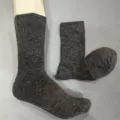 Detail view of women's merino wool crew hiking socks, showing soft knit texture and stretch. - 36-40 / Dark Gray