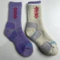 Merino-Wolle Outdoor-Wandersocken, dicke Frottee-Thermo-Füsslinge für Damen Herren. - 36-42 / Lila