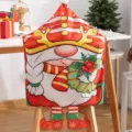 Festive Christmas chair cover featuring a cute gnome design with reindeer antlers - Legged Nordic Santa Style (015) / 1 Piece