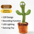 Dancing cactus plush toy with recording and glowing features for stress relief. - Chinese Version / Battery Powered