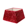 Festive red sequin Christmas tree collar skirt base for holiday home decorations - Square Red Sequin Tree Collar