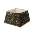 Premium black and gold sequin Christmas tree collar for festive tree base decoration - Square Black Gold Sequin Tree Collar