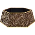 Elegant hexagonal gold sequin Christmas tree collar for festive holiday base decoration - Hexagonal Black Gold Sequin Tree Collar