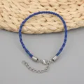Verstellbares blaues geflochtenes Wachskordel-Armband mit silbernem Karabinerverschluss - 3.0MM,17+5CM / Saphirblau