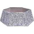 Sparkling silver hexagonal sequin Christmas tree collar for festive base decoration - Hexagonal Silver Sequin Tree Collar